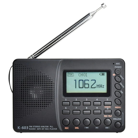 Portable Digital Radio with Bluetooth Speaker, LCD Display, AM/FM/SW Multi-Band, Recording Function, Ideal for Seniors at Home or Outdoor Use