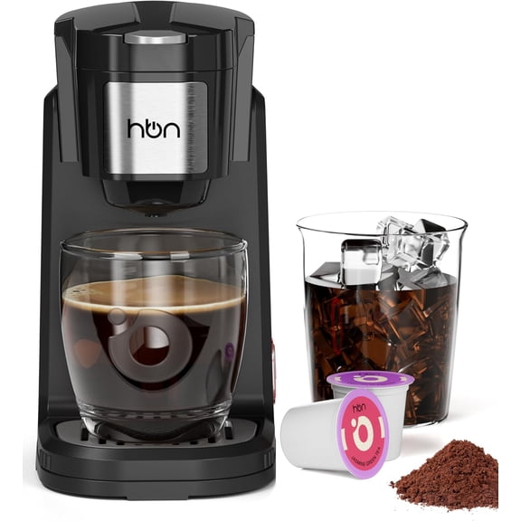 Single Serve Coffee Maker for K-Cup and Ground Coffee with 10 oz Stainless Steel Tank Compact Design