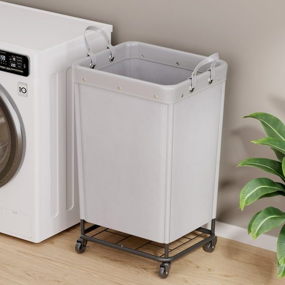 Lifewit 165L Laundry Basket with Wheels, Large Heavy Duty Commercial Rolling Laundry Hamper with Handles, Tall Steel Frame Laundry Cart for Laundry Room Bedroom Hotel Home Dorm, Sliver Gray
