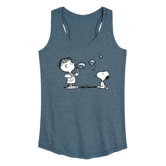 Peanuts - Rerun And Snoopy Bubbles - Women's Racerback Tank Top