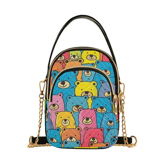 joogoo Women Colorful Cute Bears Chain Crossbody Bags Shoulder Handbag Phone Purse
