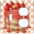 thumbnail image 2 of Metal Light Switch Wall Plate Outlet Cover (Layered Chocolate Strawberry Custard Cake - Single Toggle Single Duplex), 2 of 2