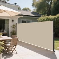 Outdoor Privacy Screen Aluminum Patio Retractable Side Awning Waterproof Sunshade Privacy Screen for Pool/Garden/Outdoor Shower Beige, 118.1" x 70.9"