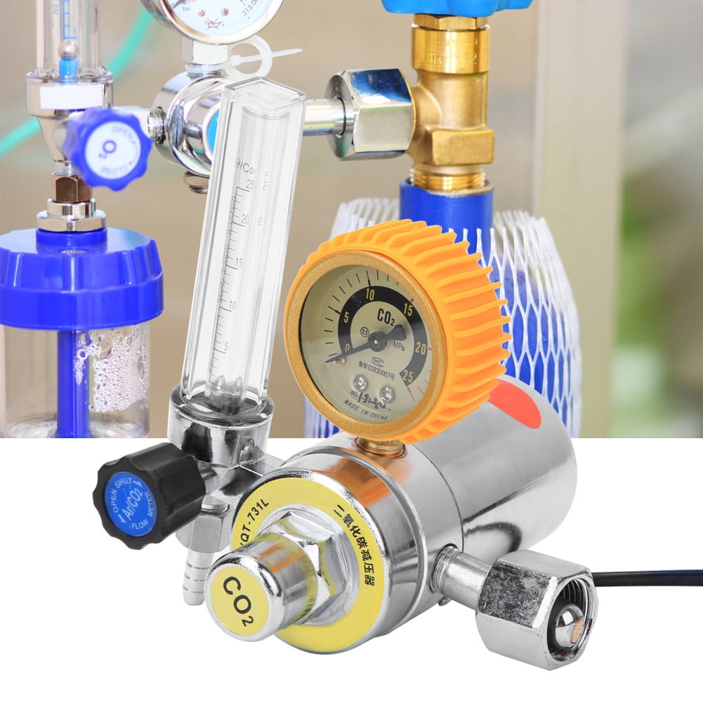 YAHHU Carbon Dioxide Decompressor Heating Reducer Zinc Alloy Female Thread G5/8in 36V (7.09 in / 18 cm)