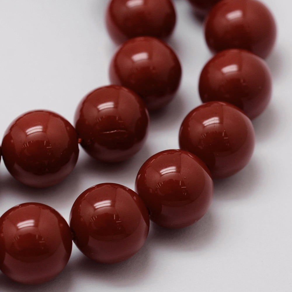 5 Strand Shell Pearl Beads Strands Grade A Round Dark Red 10mm Hole: 0.7~1mm about 38pcs/strand 15.5 inch