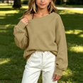 thumbnail image 3 of OGLCCG Off The Shoulder Sweatshirt Tween Girls Trendy Asymmetric Neck Hoodies Shirts Long Sleeve Pullover Tops Size 5-15(Khaki,7-8 Years), 3 of 7