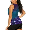 thumbnail image 4 of Picia Purple and Green Glitter Pattern Women's Workout Tank Top,Breathable Activewear,Slim Fit Athletic Top,Versatile Workout Moisture-wicking top-X-Large, 4 of 9