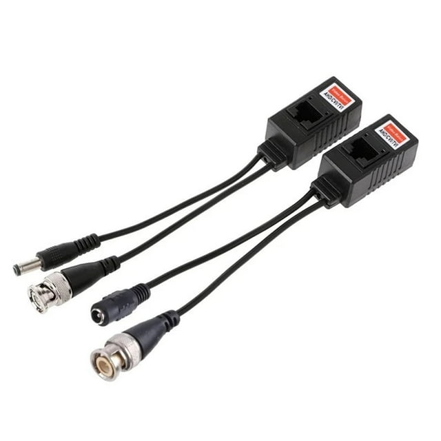 10 Pares de Transceptores Pasivos de Vídeo BNC A RJ45 con Alimentación y Balun para Cámaras CCTV, Video Balun con Alimentación RJ45.