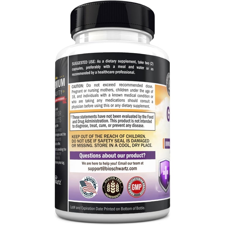 BioSchwartz, Glutathione Complex Capsules, 500mg, 60 count, Purple