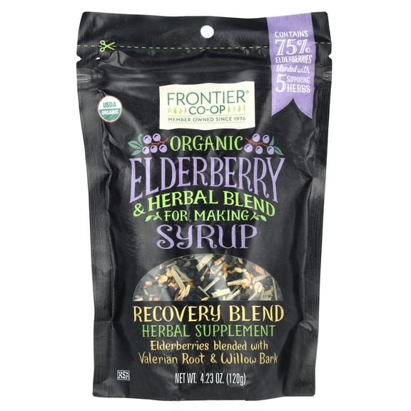 Frontier Co-op Organic Elderberry & Herbal Blend For Syrup, 4.23 oz Bag