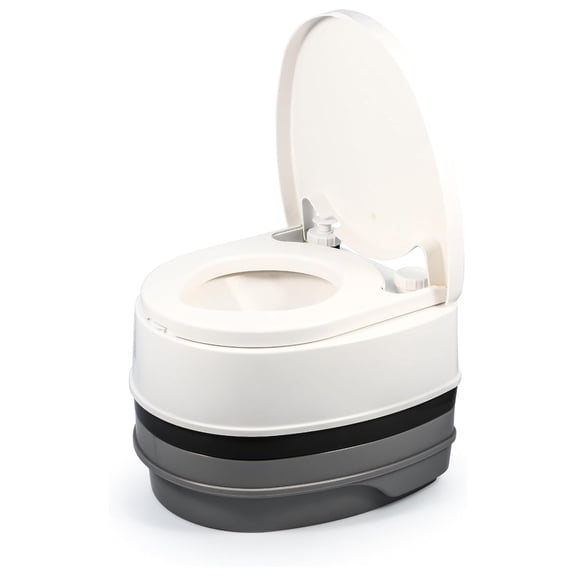 Camco Premium Portable Travel Toilet , 2.6 Gallon, Measures 13 5/8-inches (H) x 16 5/16-inches (W) x 18 5/8-inches (D) (41535) , White