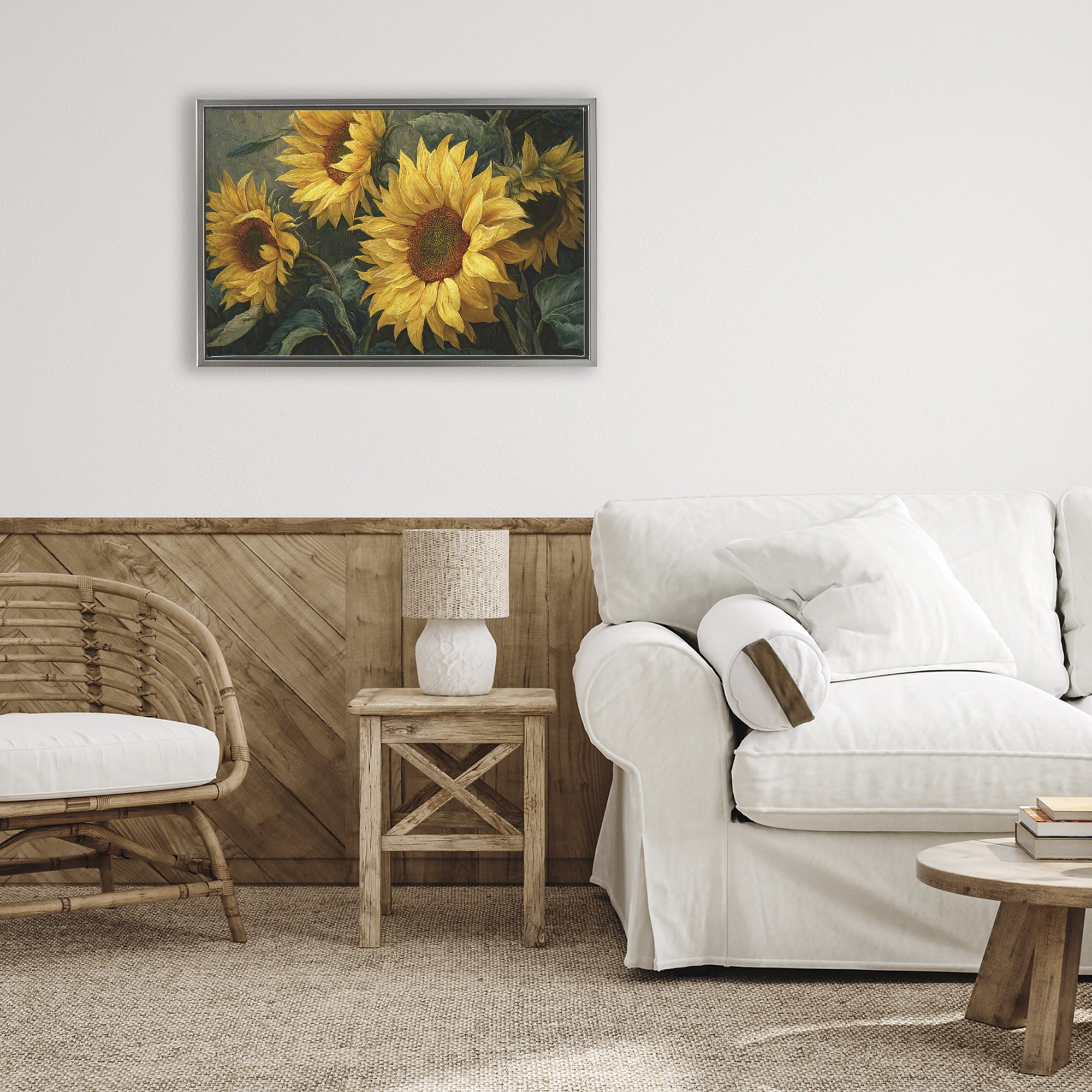 Stupell Industries Sunflowers For The Soul Gray Framed Floater Canvas Wall Art, design by Tina LeCour
