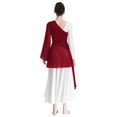 thumbnail image 6 of YiZYiF Women's Praise Dance Dress One Shoulder Flared Sleeve High Low Hem Church Worship Overlay Tunics Burgundy L, 6 of 7