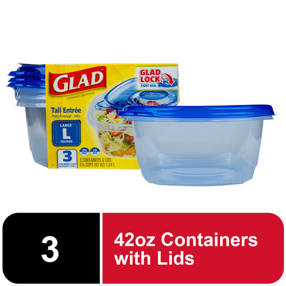 Gladware Tall Entrée 42oz Large Square Containers 3ct
