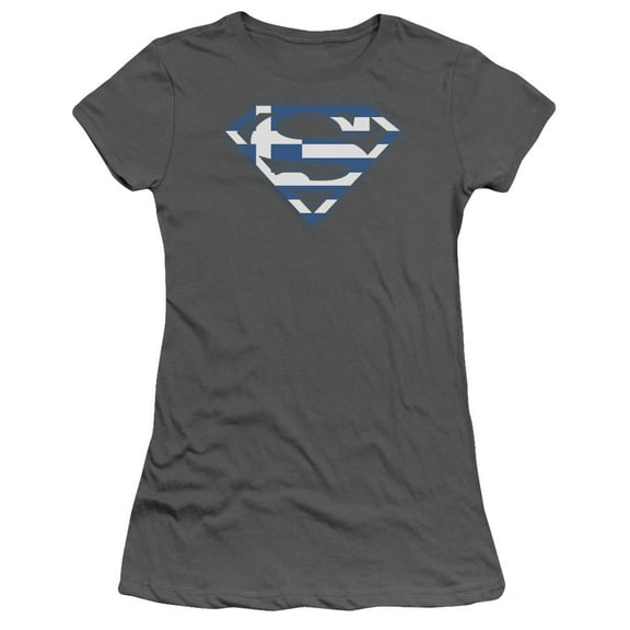 Superman Greek Shield Junior Women's T-Shirt Sheer Charcoal