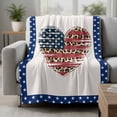 thumbnail image 2 of Independence Day Blanket Soft Cozy Warm Twin Blanket for Bed, Plush Fuzzy Flannel Fleece Blankets for Sofa, American Flag Star Leopard Print Heart Throw Blankets for Couch, Gifts for Men, 60"x80", 2 of 9
