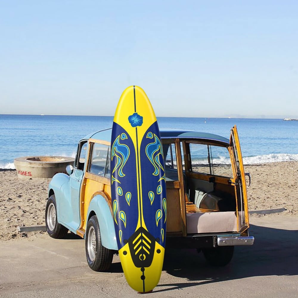 HoeTriumphs 6 Feet Surfboard with 3 Detachable Fins, Outdoor Exercise for Sports Lovers-Yellow