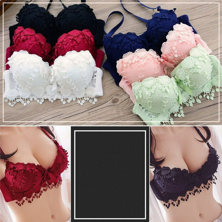 Sexy Bras Set Bow Cup Women Embroidery Underwear Back Closure