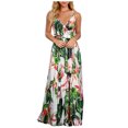 thumbnail image 2 of Inkach Women'S Asymmetrical Maxi Dress Casual V Neck Summer Floral Sleeveless Dresses, 2 of 6