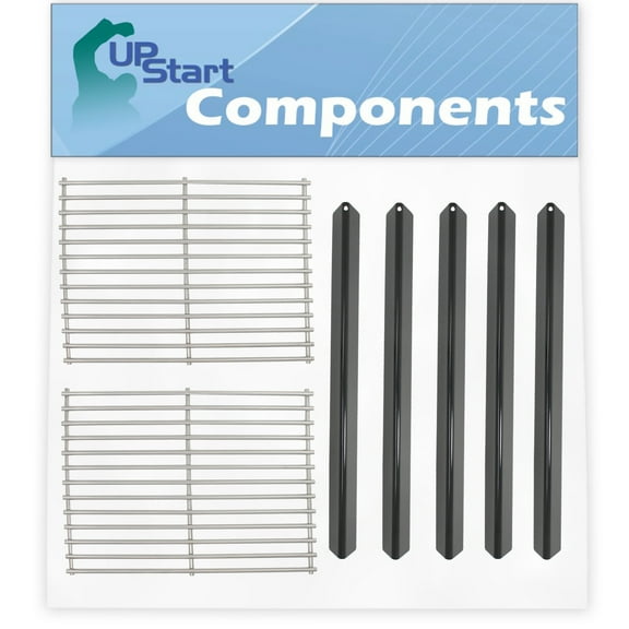 5 BBQ Grill Heat Shield Plate Tent & 2 Cooking Grates Replacement Parts for Weber 651701 - Compatible Barbeque Stainless Steel Grid 15" & Porcelain Steel Flame Tamer, Flavorizer Bar 21.5"