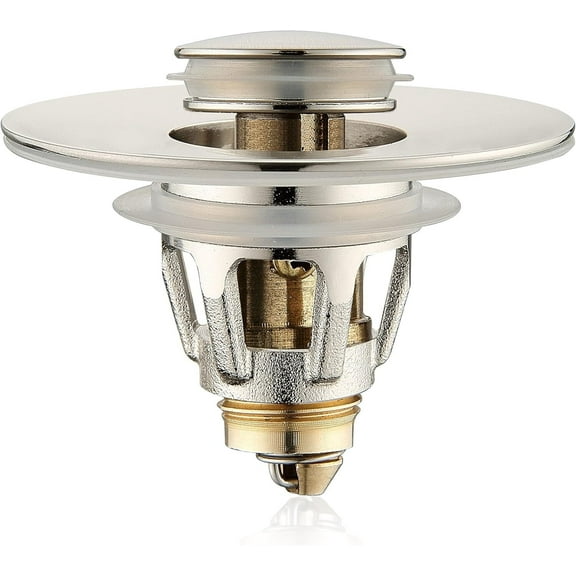 Universal Bathroom Sink Stopper Bounce Wash Basin Drain Filter,  Pop Up Drain Stopper, Bullet Copper Core Push Type Sink Stopper, Sink Drain Plug with Anti-Clogging Strainer, for 1.1-1.5 inch
