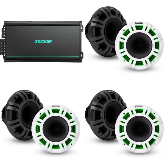 Kicker (3 Pair )  48KMXL654 - RGB LED KMXL Horn-Loaded Speakers with 48KMA6006 6-Ch. Marine Amp Bundle