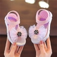 thumbnail image 2 of Xfvqtps Kids Girls Summer Princess Sandals Open Toe Lace Bow Hook and Loop Soft Thick Sole PVC Flats Shoes, 2 of 9