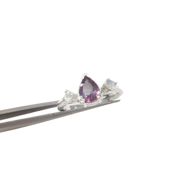 Color Changing Alexandrite & Moonstone Ring, 925 Silver Womens Ring, Natural Alexandrite & Moonstone Ring, June Birthstone, Christmas, Dainty Minimal Ring, Statement Jewelry, Wedding Gift Ring