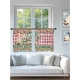 thumbnail image 4 of Sheer Curtains 54 Inch Length 2 Panels Set for Kitchen, Eucalyptus Trucks Semi Sheer Curtains for Windows, Spring Rustic Floral Wooden Red Plaid Voile Window Treatments Rod Pocket Curtain, 4 of 7