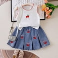 thumbnail image 5 of Toddler Girl Outfits Graphic Print Crew Neck Sleeveless Tank Top And Pleated Skirt 2 Piece Casual Wear Girls' Clothing Sets 3 Years-4 Years, 5 of 7