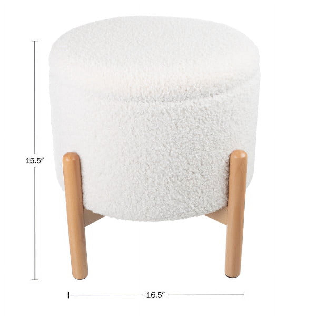 Lavish Home Round Ottoman with Removable Top for Storage (White)
