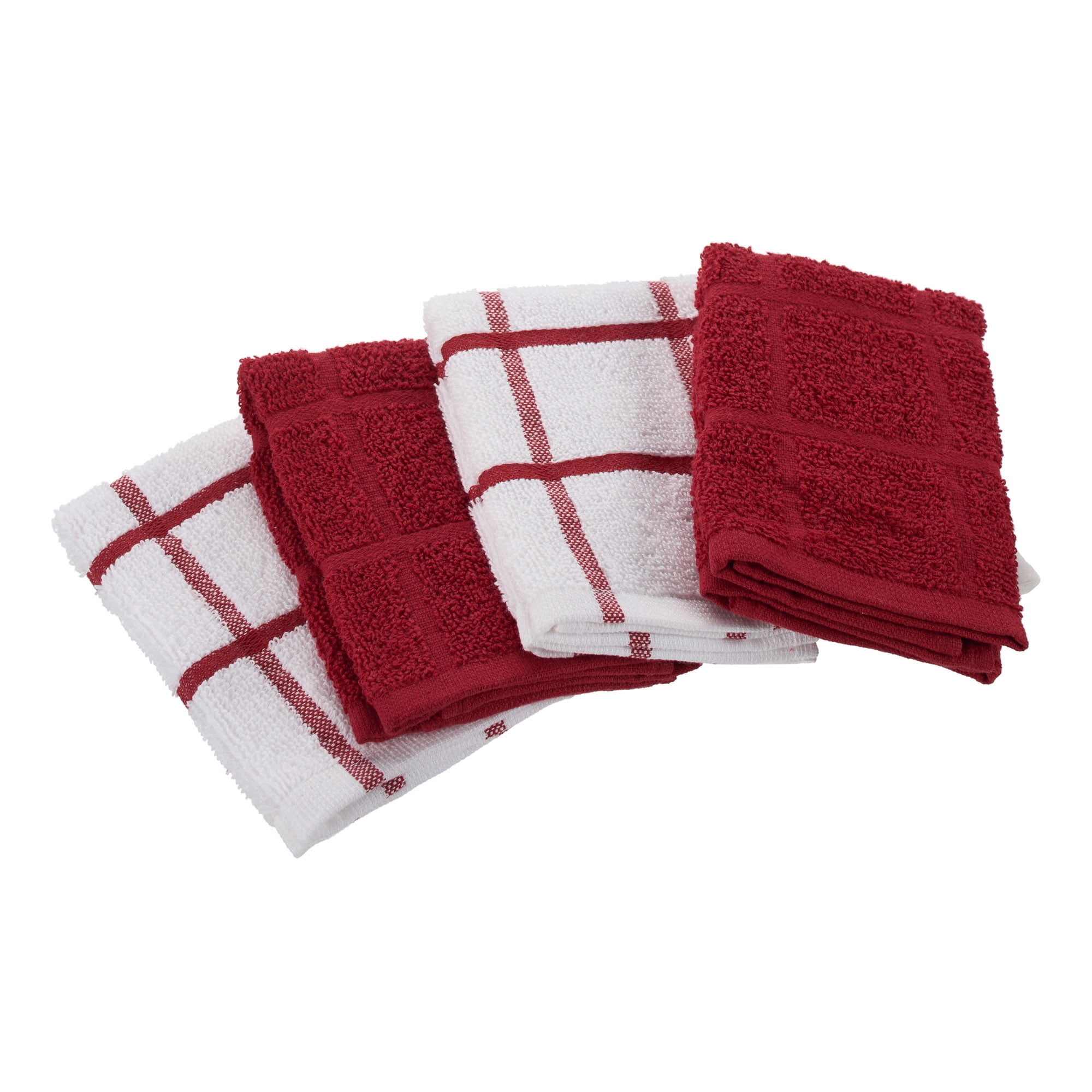Hand Woven Hache Dish Towel with Dish Cloth | Black & White Stripes with  Red Border