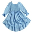 thumbnail image 7 of Fall Dresses,Girls Dress Square Neck Flutter Sleeves Ruffle Hem Party Outfit,Dresses,Z02 Blue,4-5 Years, 7 of 7