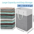 thumbnail image 2 of 4-Pack Extra Large Laundry Basket, Waterproof, Freestanding Laundry Hamper, Collapsible Tall Clothes Hamper with Extended Handles for Clothes Toys, 100L/26.42 gal,Gray & White Blocks, 2 of 7