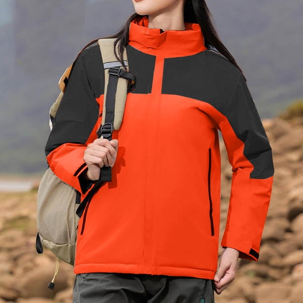 Chaquetas y abrigos casuales con capucha y manga larga para mujer, color, con bolsillo y cremallera, chaqueta cortavientos de poliéster para mujer