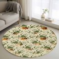 thumbnail image 2 of Spring Flowers Round Area Rugs Collection 3.3', Botanical Blossom White Daisy Floral Non Slip Indoor Circular Throw Runner Rug Floor Mat Carpet for Living Room Dining Table Bedroom Nursery, 2 of 9