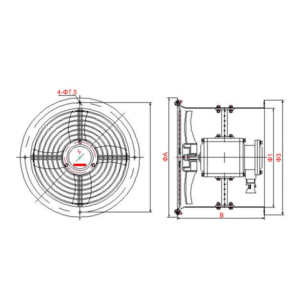 12" Explosion-proof Axial Fan Cylinder Pipe Spray Booth Paint Fumes Exhaust Fan