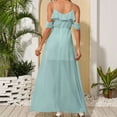 thumbnail image 2 of QLEICOM Summer Dresses for Women 2022 Casual Loose Bohemian Beach Dress Off Shoulder Spaghetti Strap Maxi Dress Plus Size Flowy High Low Maxi Dress Club and Night Out Dress Blue M, 2 of 7