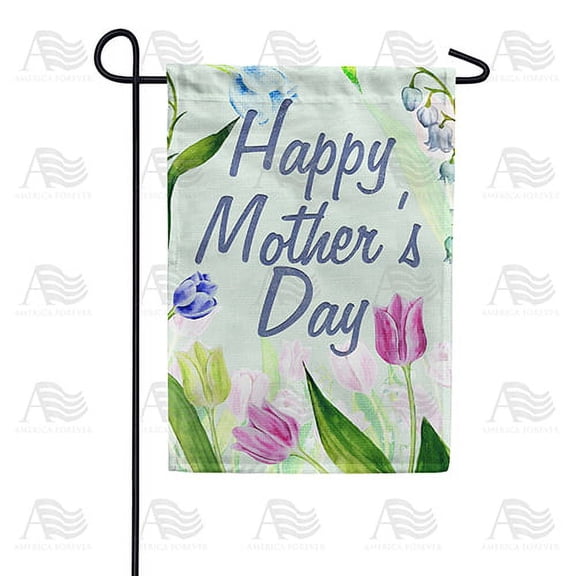 America Forever Happy Mother's Day Tulips Garden Flag 12.5 x 18 inches Purple Flowers Double Sided Holiday Seasonal Yard Outdoor Decorative Tulips Mom Floral Flag