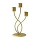 thumbnail image 2 of Centro de mesa para candelabros de hierro dorado – Candelabro curvado de 3 cabezas para una decoración romántica elegante de mesa, boda y hogar, negro moderno o dorado, 23x10x10cm, 2 of 6