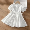 thumbnail image 3 of LIaqionyy Toddler Girls White Dress Puff Sleeve A-Line Sundress Party Birthday Formal Dresses 2-12 Years, 3 of 7