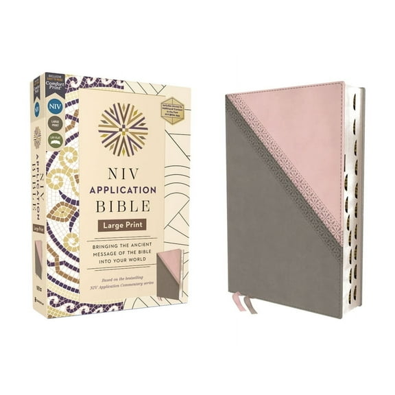 NIV Application Commentary Resources NIV Application Bible, Large Print, Leathersoft, Pink/Gray, Red Letter, Thumb Indexed, Comfort Print: Bringing the Ancie, (Hardcover)