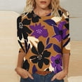 thumbnail image 2 of PuLe Long Sleeve Shirts for Women Womens 3/4 Length Sleeve Tops Casual Three Quarter Sleeve T-Shirts Round Neck Cute Tunic Tops Summer Blouses for Women 2024 ﻿, 2 of 5