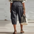 thumbnail image 4 of Womens Capris with Pockets Loose Fit Casual Capri Pants Dressy Lightweight Ladies Baggy Cargo Pants for Hiking Gray XL, 4 of 4