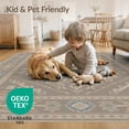 thumbnail image 4 of ODIKA 4'x6' Gray Beige Intricate Geometric Design Washable Area Rug Elegant Charcoal Motif with Classic Borders for Dorm Room, Small Living Stain Resistant Low Profile, Easy Care, 4 of 7