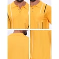 thumbnail image 7 of DARING DIVA Men's Striped Knit Chest Pocket Short Sleeve Vintage Golf Shirts XL Yellow, 7 of 7