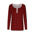 thumbnail image 5 of VgaVtl Tee Shirts for Women Long Sleeve Fall Winter Womens Tops Plaid Casual Button Red Layering Slim Shirts,XXL, 5 of 6