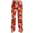 thumbnail image 6 of Halloween Womens Pajama Pants Loose Fit Wide Leg Trouser Pants Halloween Lounge Sleepwear Pj Bottoms, 6 of 7