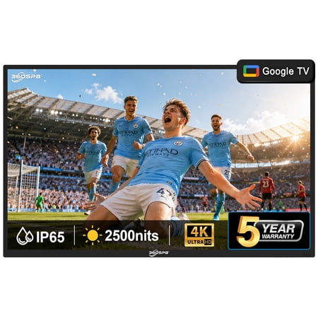 Pyimgus 55 inches outdoor TV waterproof, Outside Google TV, IP65 weatherproof TV, 178° Viewing Angle Waterproof TVs for Partial Sun