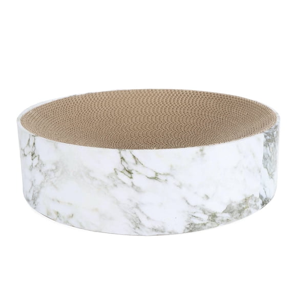 BOKYAN Premium Round Cat Scratcher Bed – 15.7in Corrugated Cardboard Pad with Anti‑Moisture Finish, Furniture‑Protecting Design, Cozy Resting Spot for Medium‑Large Cats
